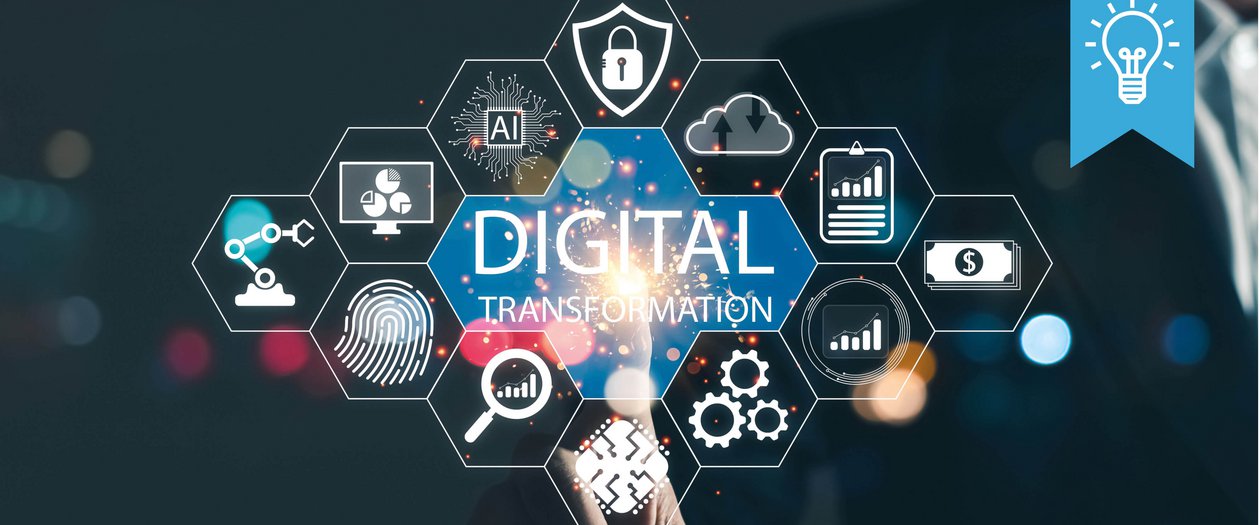 Digitale Transformation Bild zeigt die Icons aus dem Bereich digitale Transformation im Unternehmen.