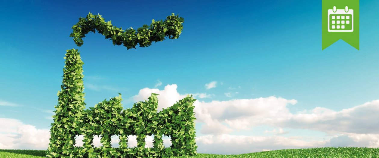 IID Fabrik aus Blättern vor bewölktem Hintergrund