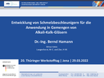 Entwicklung von Schmelzbeschleunigern für die Anwendung in Gemengen von Alkali Kalk Gläsern
