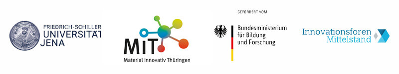 Logos der FSU Jena, des MiT, des Bundesministerium für Bildung und Forschung und der Innovationsforen Mittelstand