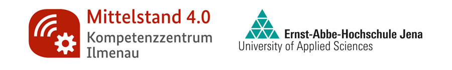 Logo vom Mittelstand 4.0 und der Ernst-Abbe-Hochschule Jena